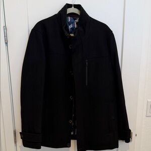 Ted Baker London Men's Crew Funnel Neck Wool Coat Black Size 5